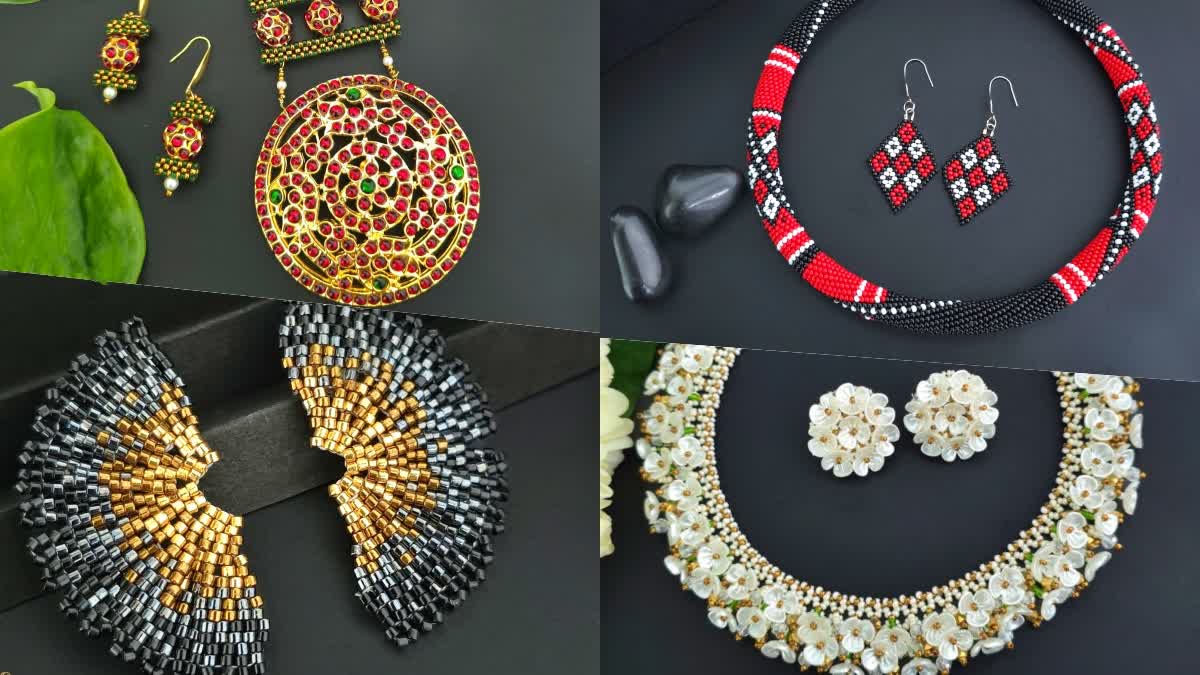 Handcrafted sea bead jewelry Kerala woman entrepreneur story Customised beadwork accessories Salsartisau instagram page