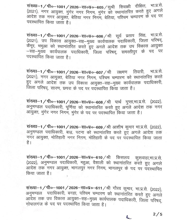 IAS TRANSFER IN BIHAR