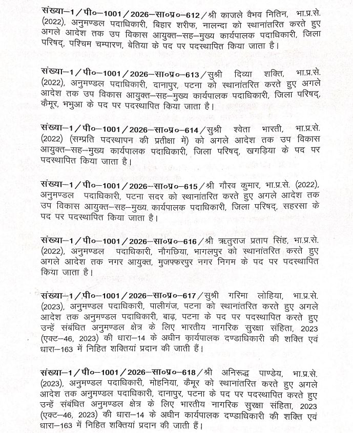 IAS TRANSFER IN BIHAR