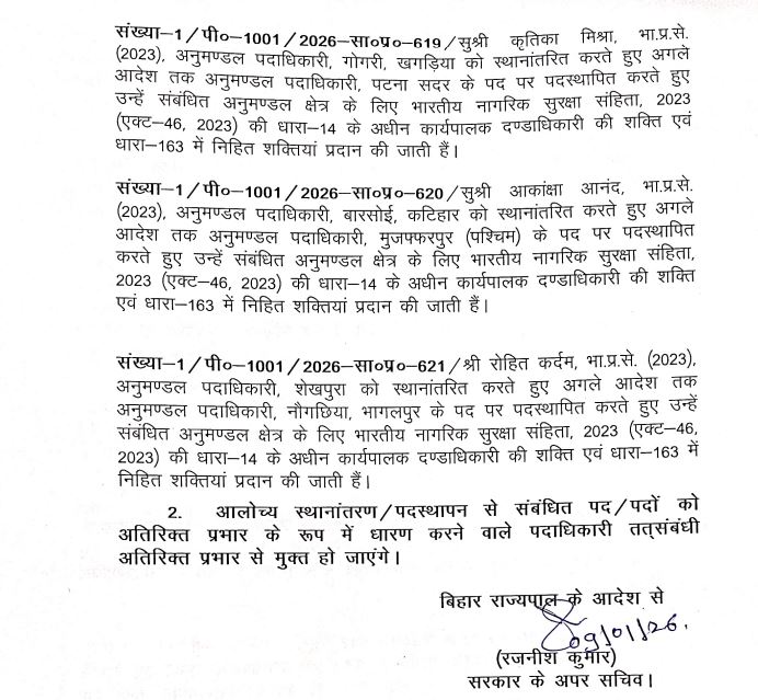 IAS TRANSFER IN BIHAR