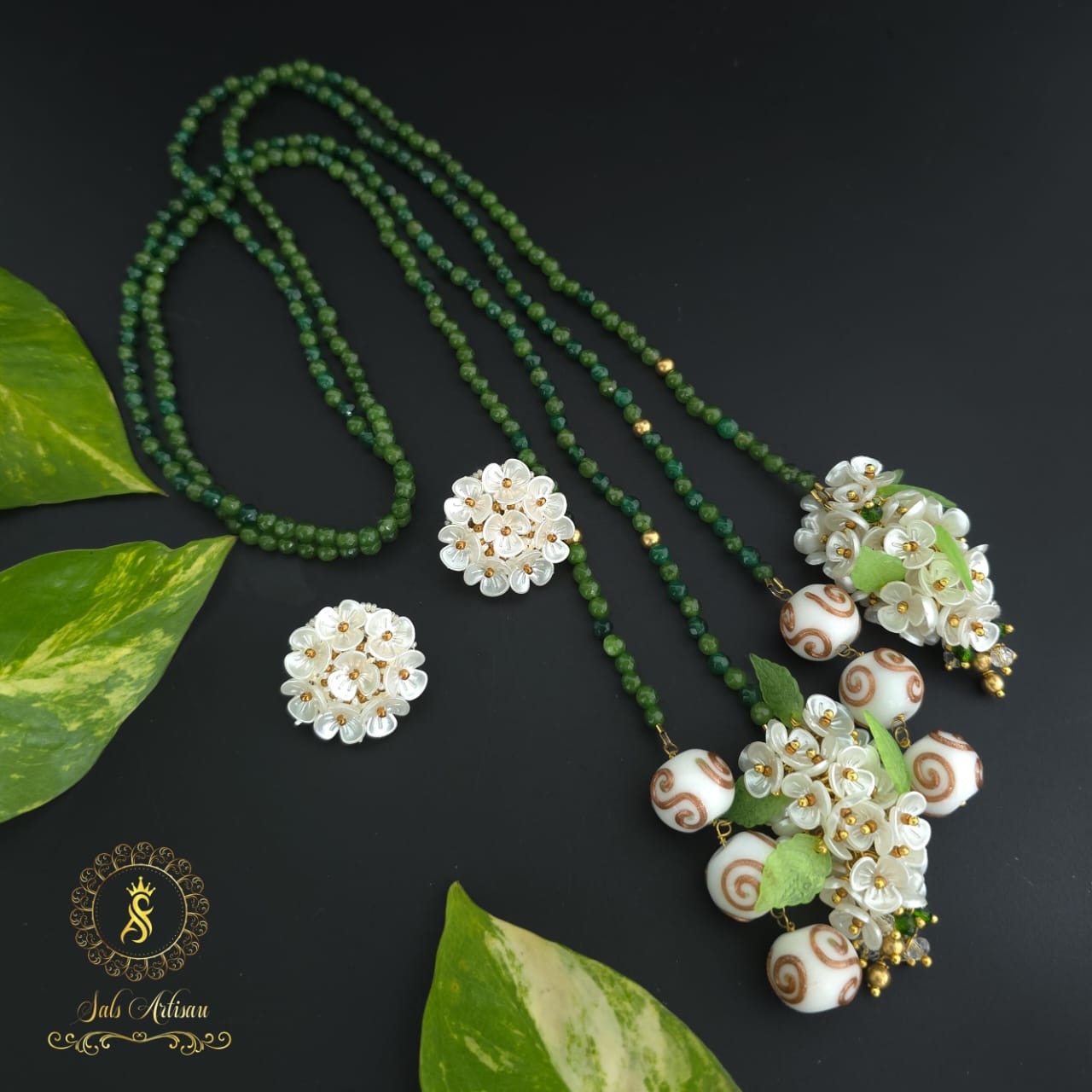 Handcrafted sea bead jewelry Kerala woman entrepreneur story Customised beadwork accessories Salsartisau instagram page