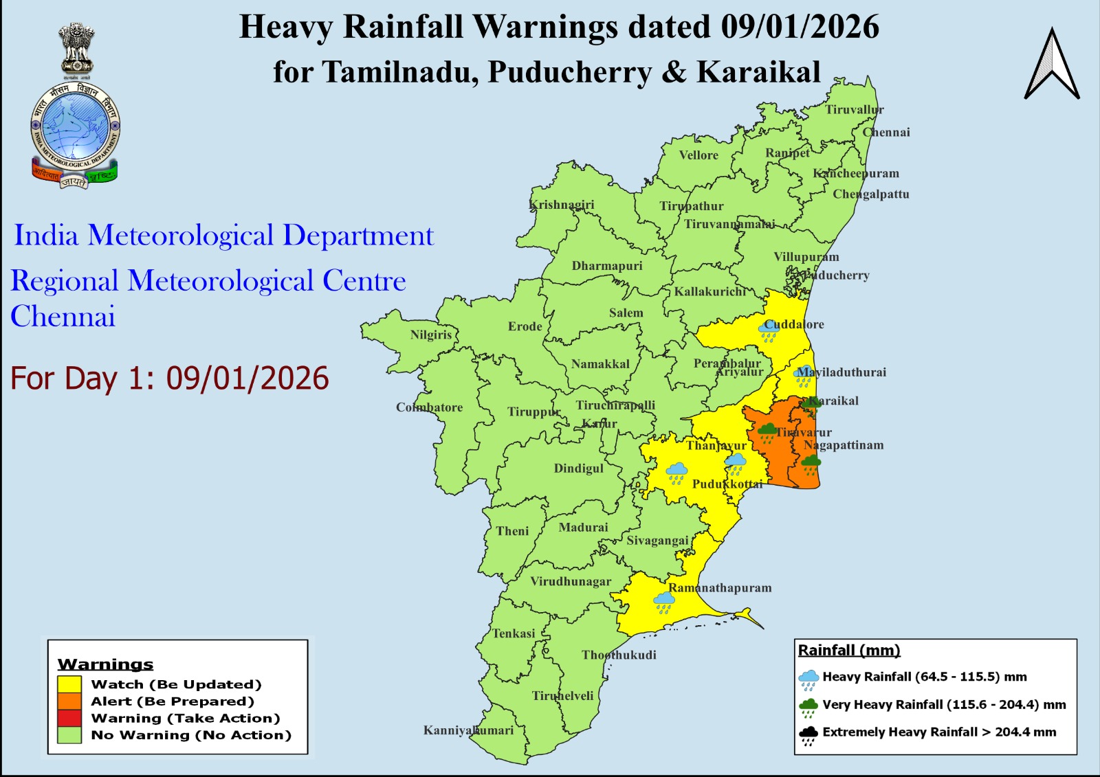 மழைக்கான வாய்ப்பு தொடர்பான வானிலை ஆய்வு மையம் வெளியிட்ட படம்