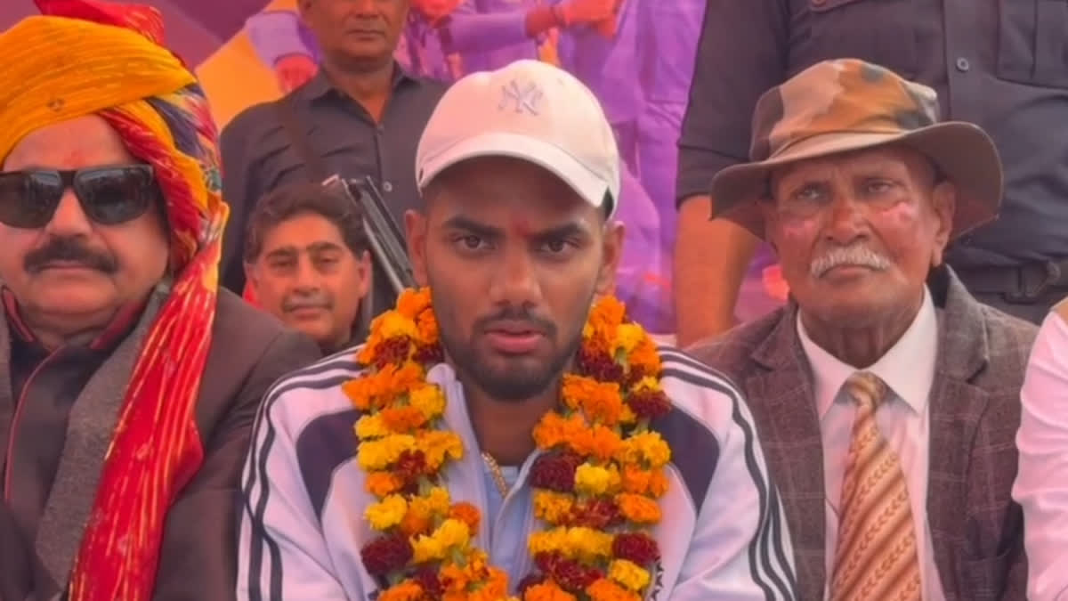 Cricket player Kanishk Chauhan who returned after winning the Under-19 World Cup was given a grand welcome in Jhajjar