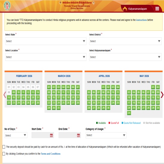 Apply For TTD Kalyana Mandapam