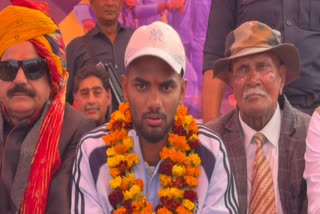 Cricket player Kanishk Chauhan who returned after winning the Under-19 World Cup was given a grand welcome in Jhajjar