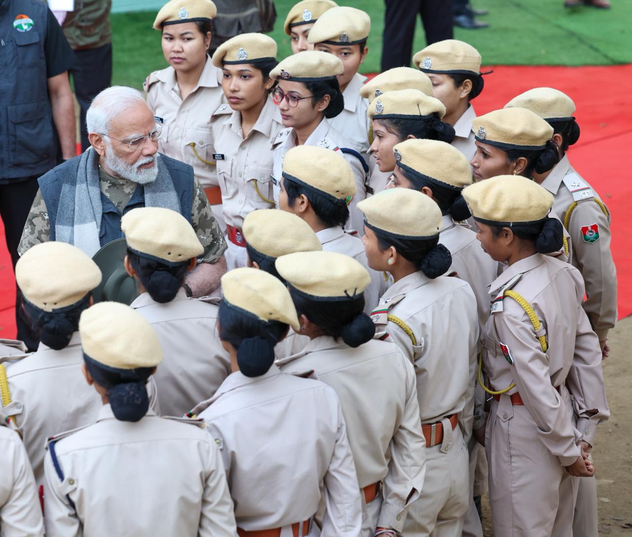 Modi interacts with woman forest guard in kaziranga