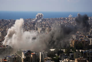Smoke rises after several Israeli airstrikes in Beirut, Lebanon