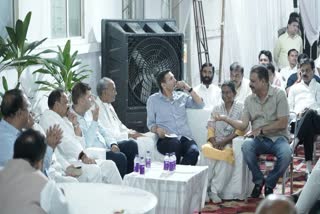 Congress MLAs attend a meeting in Bhopal.