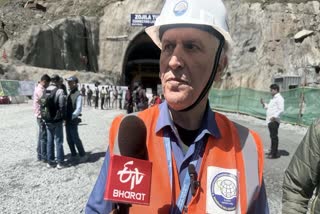 Iranian engineer Yousef Es'haghpour Rahimabadi speaks to ETV Bharat outside the strategic Zojila tunnel in Kashmir