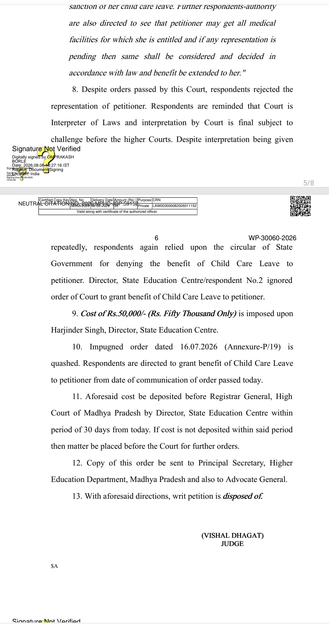 Contract employe eligible for child care leave