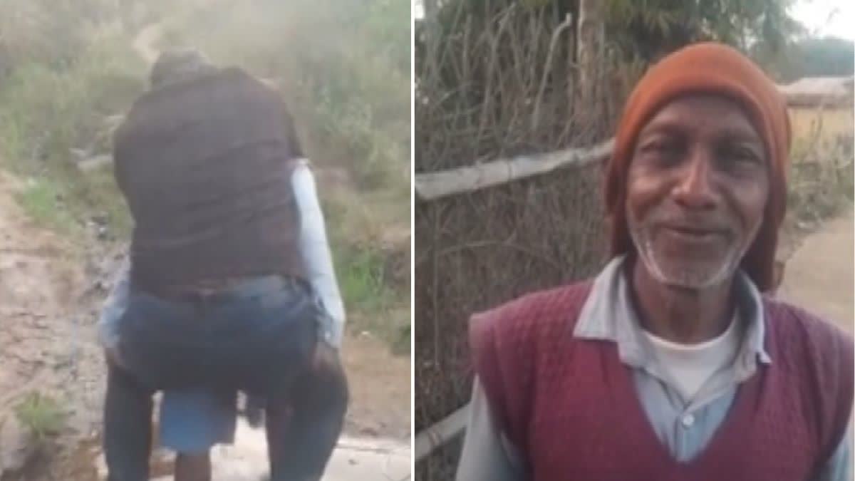 Screengrabs from video, allegedly showing patwari Nilesh Namdev (L), and Lalva Kewat