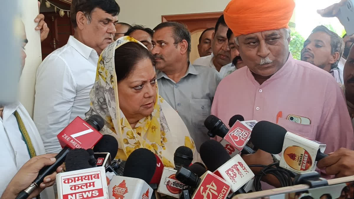 Vasundhara Raje speaking to the media
