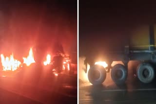 Rewari NH 48 Accident One Truck Driver Burnt Alive