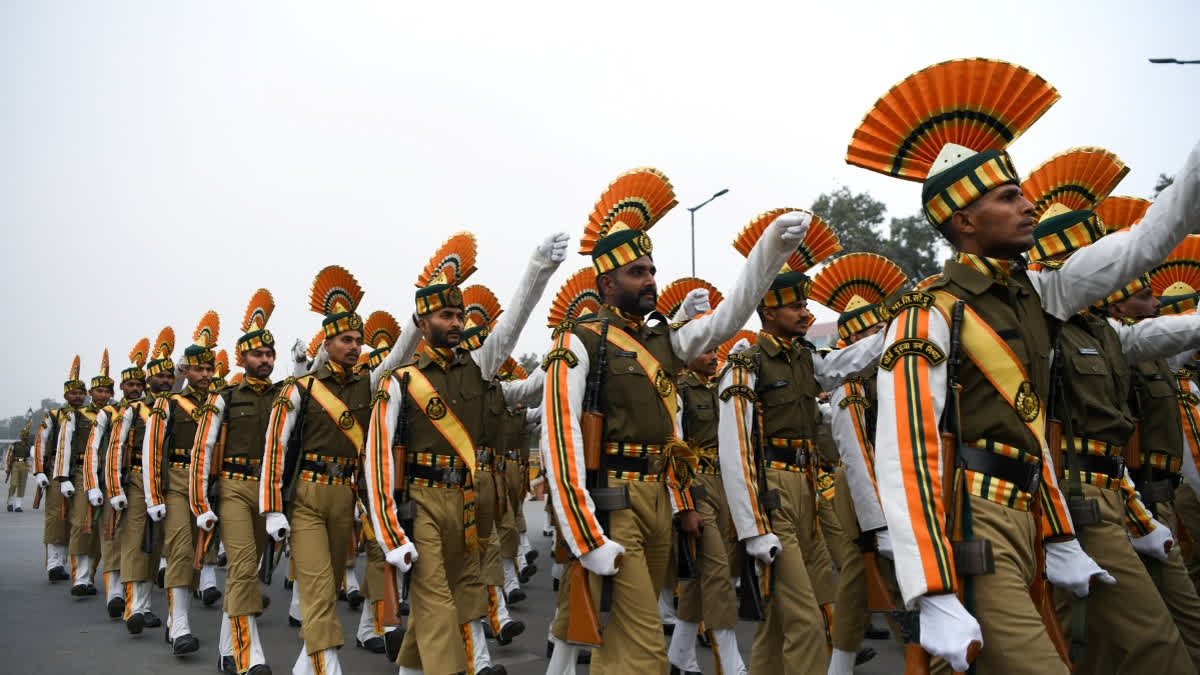 Indo-Tibetan Border Police (ITBP) rehearse for the upcoming Republic Day Parade 2026 at Kartavya Path