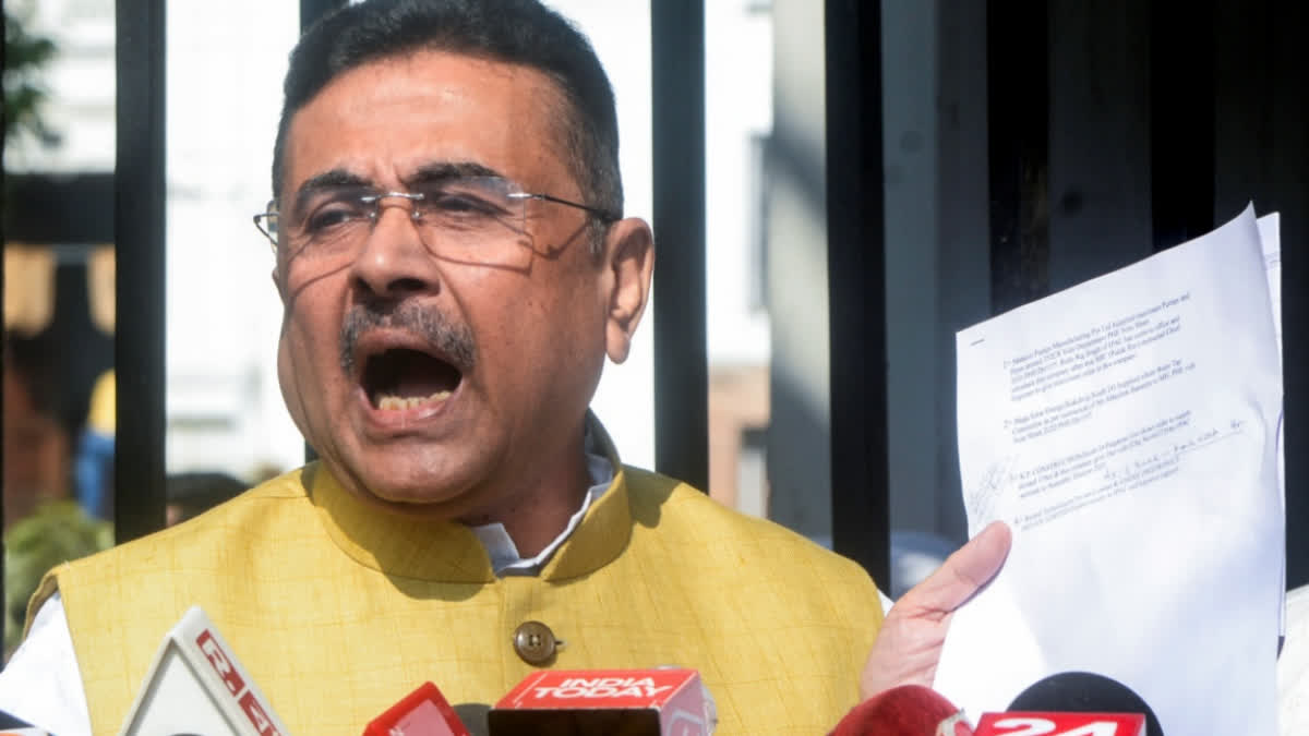 West Bengal LOP Suvendu Adhikari addresses the media in front of Bidhan sabha over ED raids at I-PAC office