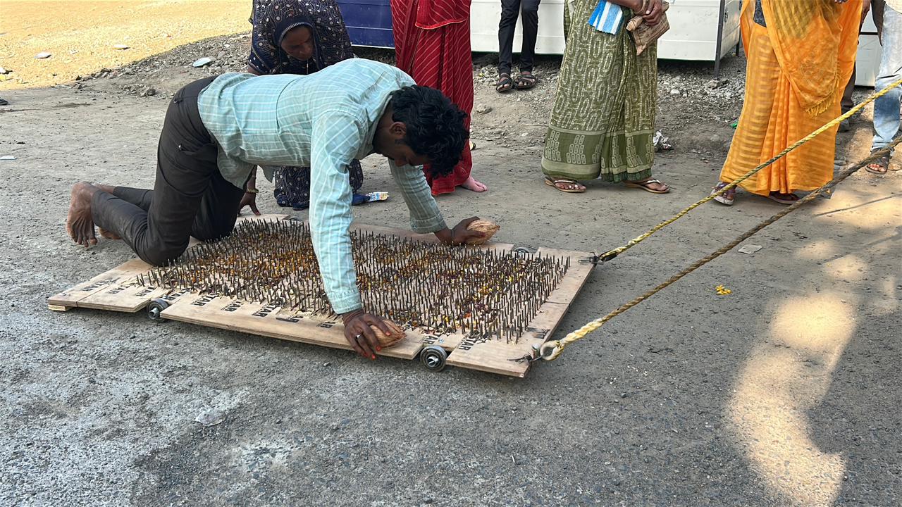 dewas Vishal Lying on iron nails