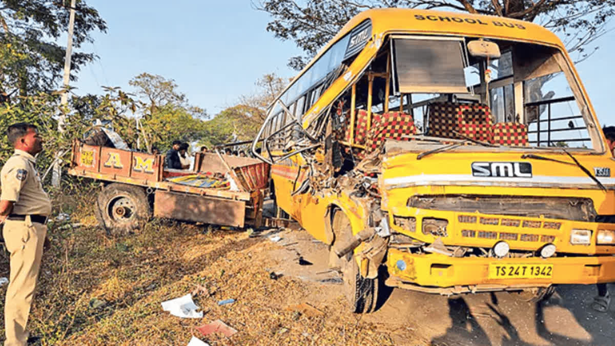 Drunk School Bus Driver Rams Vehicle Into Tractor In Telangana; Toddler ...