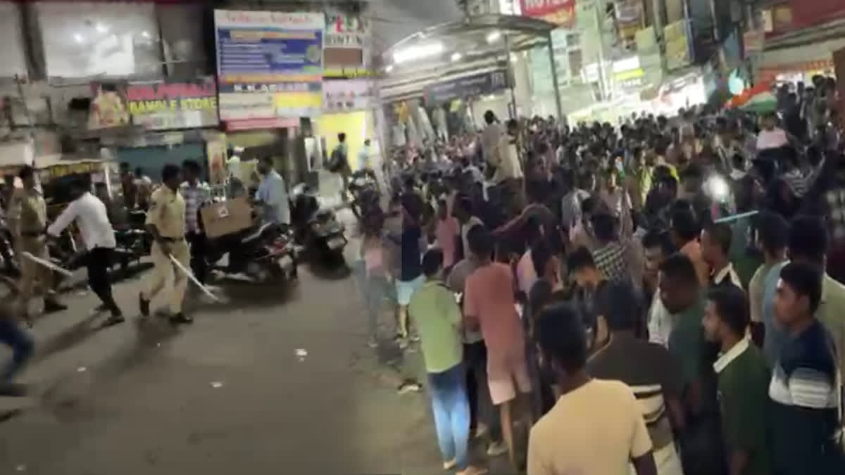Lathicharge on cricket fans in Hyderabad.