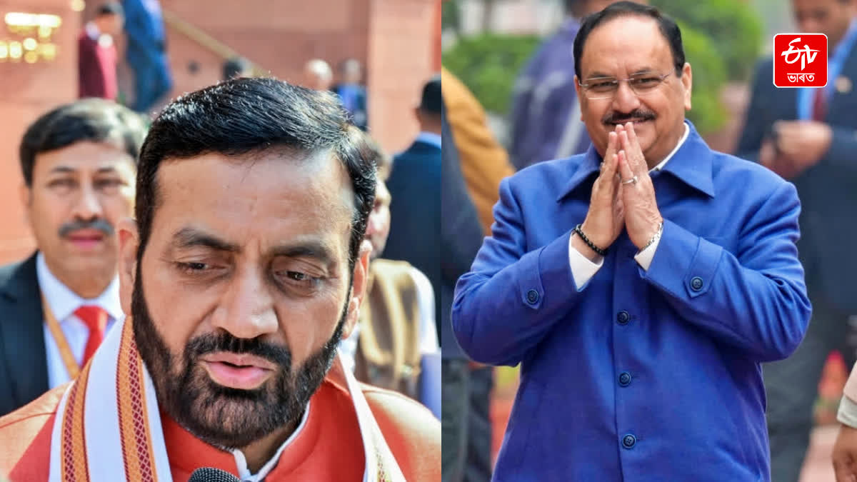 Nayab Singh Saini and JP Nadda