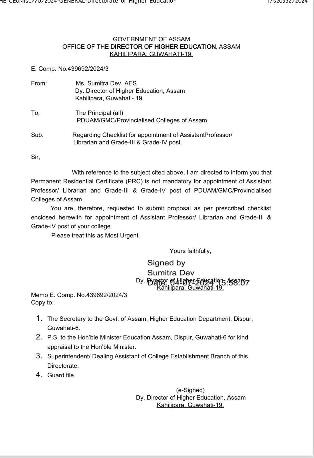 Directorate of higher education