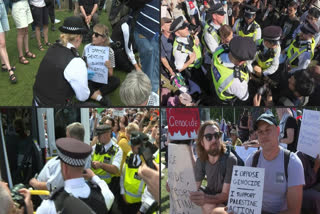 Protesters in London holding signs reading 'I oppose genocide, I support Palestine Action' were arrested for showing support for the banned group.