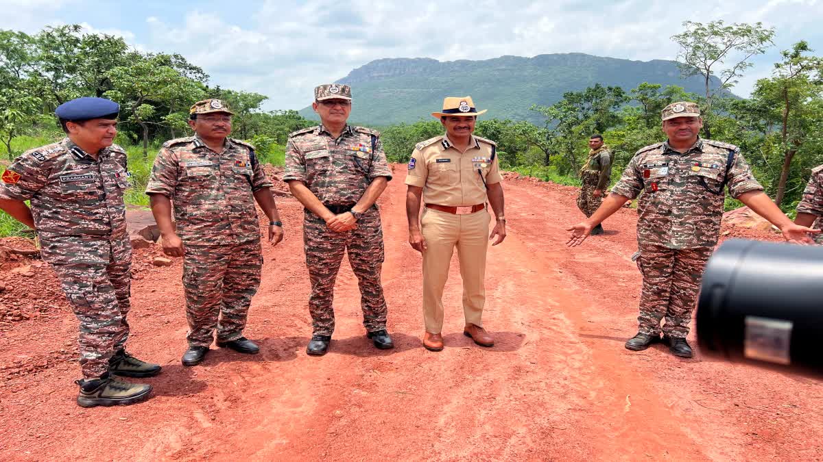 DGP CV Anand inspecting works at Karregutta