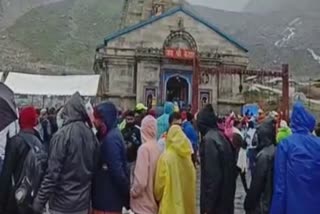 At Kedarnath Dham on Monday.