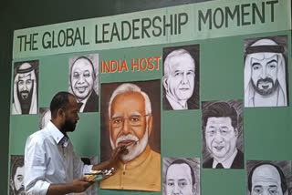 paper artist Jagjot Rubal creates Global Leadership Painting