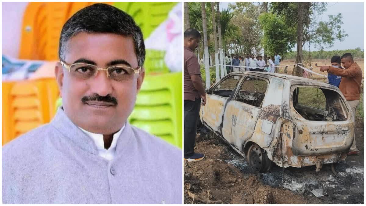 Deceased Chandrashekhar Sankol and the burnt car