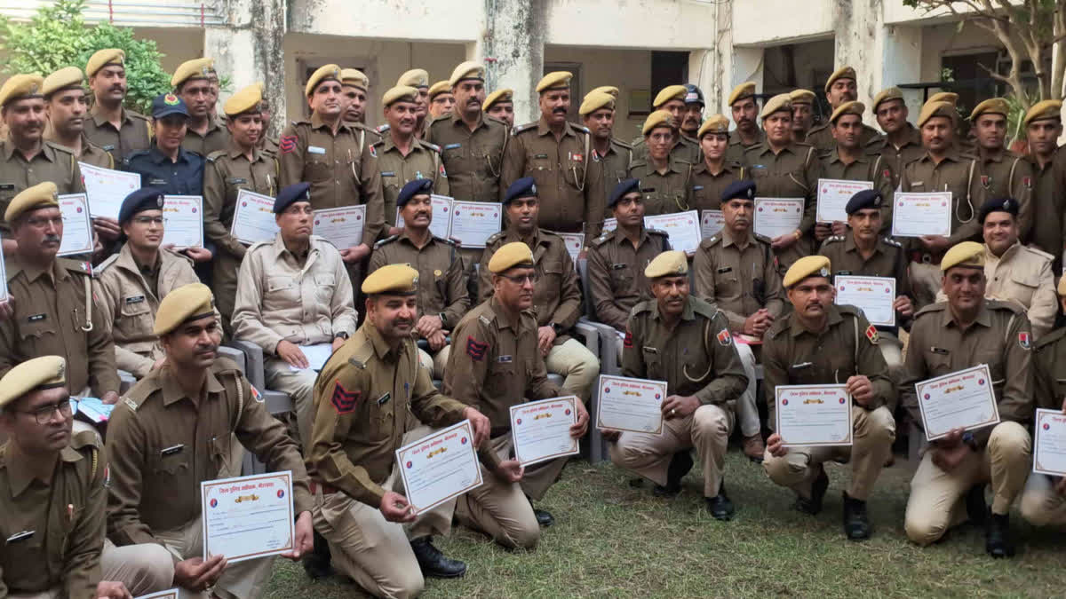 After the ceremony police officers and officials