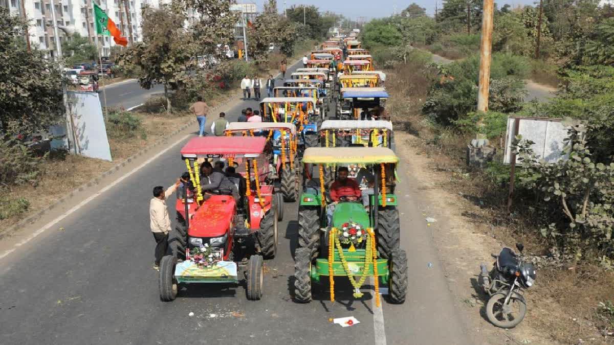 CM At The Wheel: Mohan Yadav Drives 1,101-Tractor Rally To Launch 'Farmer Welfare Year'
