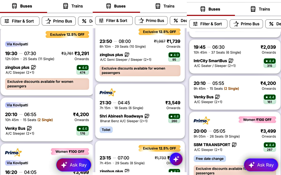 ஆம்னி பஸ் கட்டணம் விவரம்