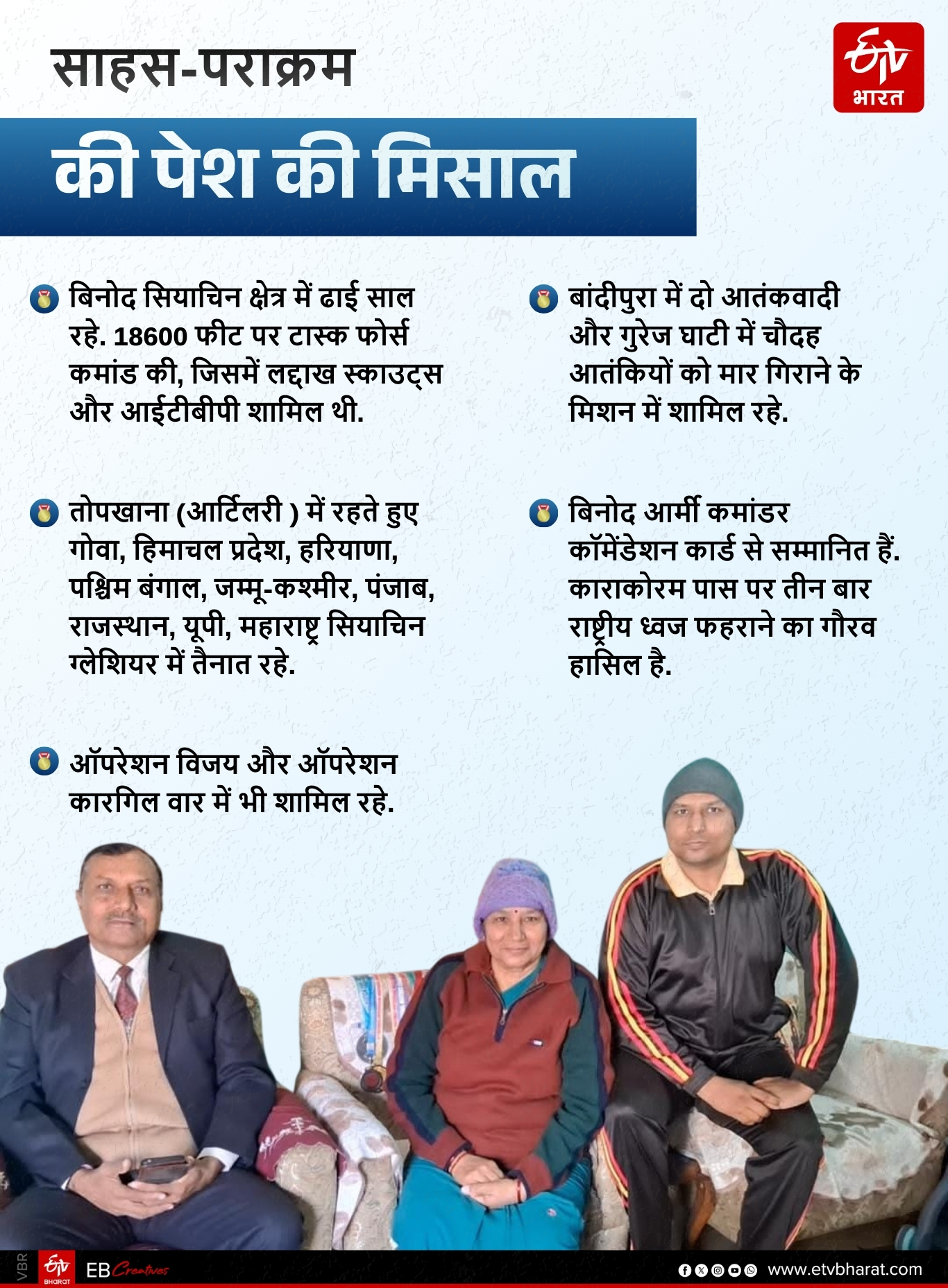 सेना में सेवा के दौरान भी पेश की मिसाल.