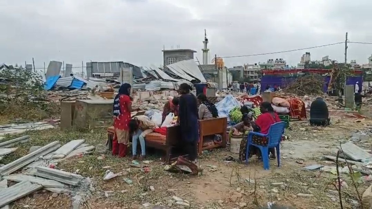 Residents of Saraipalya in Bengaluru are spending their nights on debris, sewage water and dust after the Bangalore Development Authority (BDA) demolished portions of their homes.
