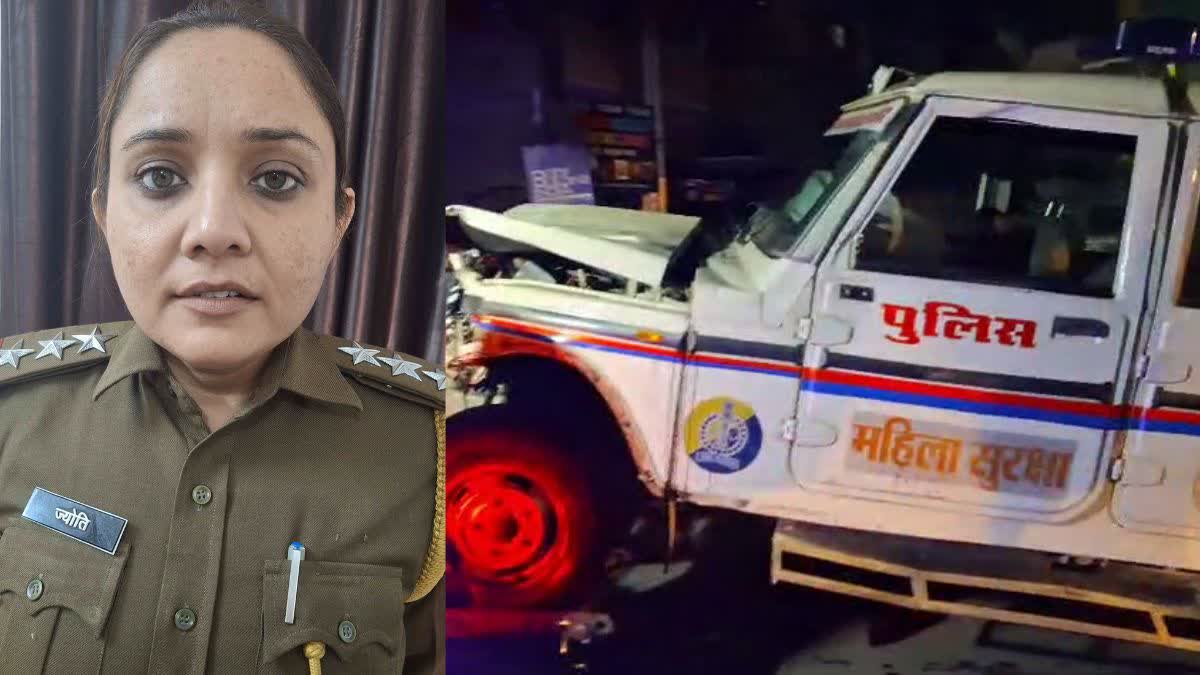 कार ने पुलिस पेट्रोलिंग वैन को मारी टक्कर
