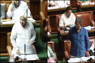 Minister H.K. Patil and Opposition Deputy Leader Arvind Bellad