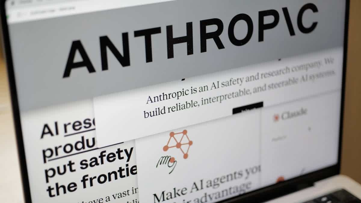 Pages from the Anthropic website and the company's logo are displayed on a computer screen in New York on Thursday, Feb. 26, 2026.