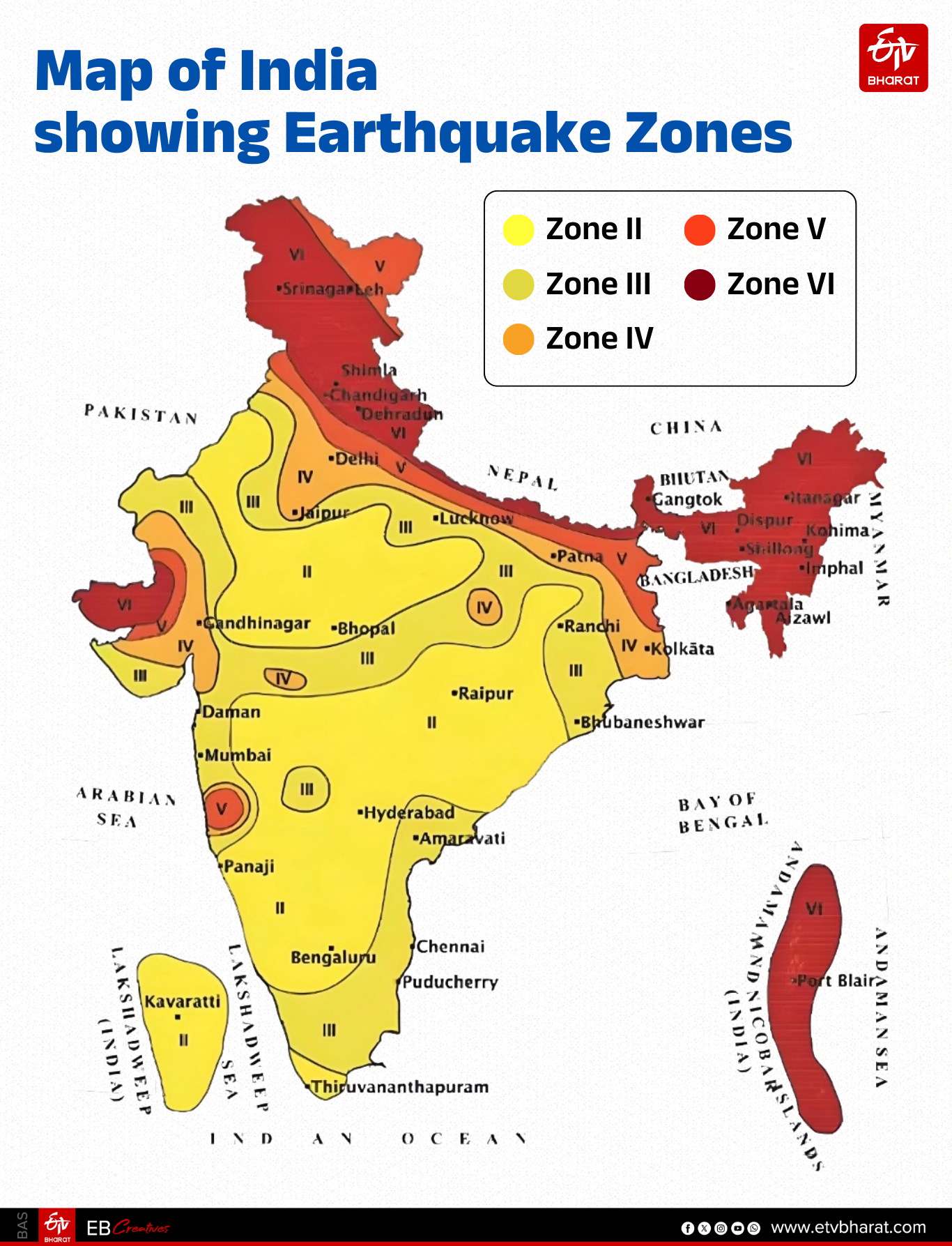 India's earthquake Zones.