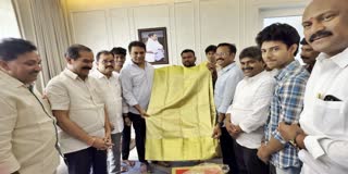 Golden Saree By Sircilla Handloom Artist