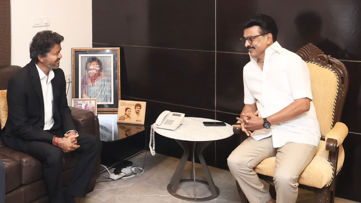 Tamil Nadu CM Vijay Meets Stalin, Visit Described As A 'Courtesy Call'