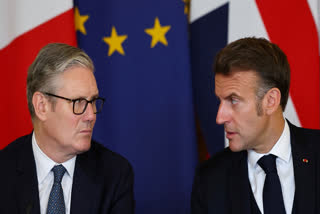 Britain's Prime Minister Keir Starmer (L) and France's President Emmanuel Macron attend the UK-France Summit at 10 Downing Street in London, on July 10, 2025, the final day of Macron's three-day state visit to Britain.