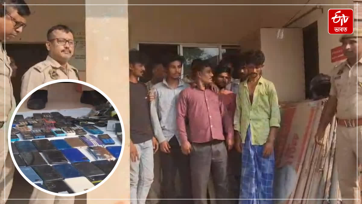 Police recover over a hundred stolen mobile phones and arrest 6 people in Lakhimpur