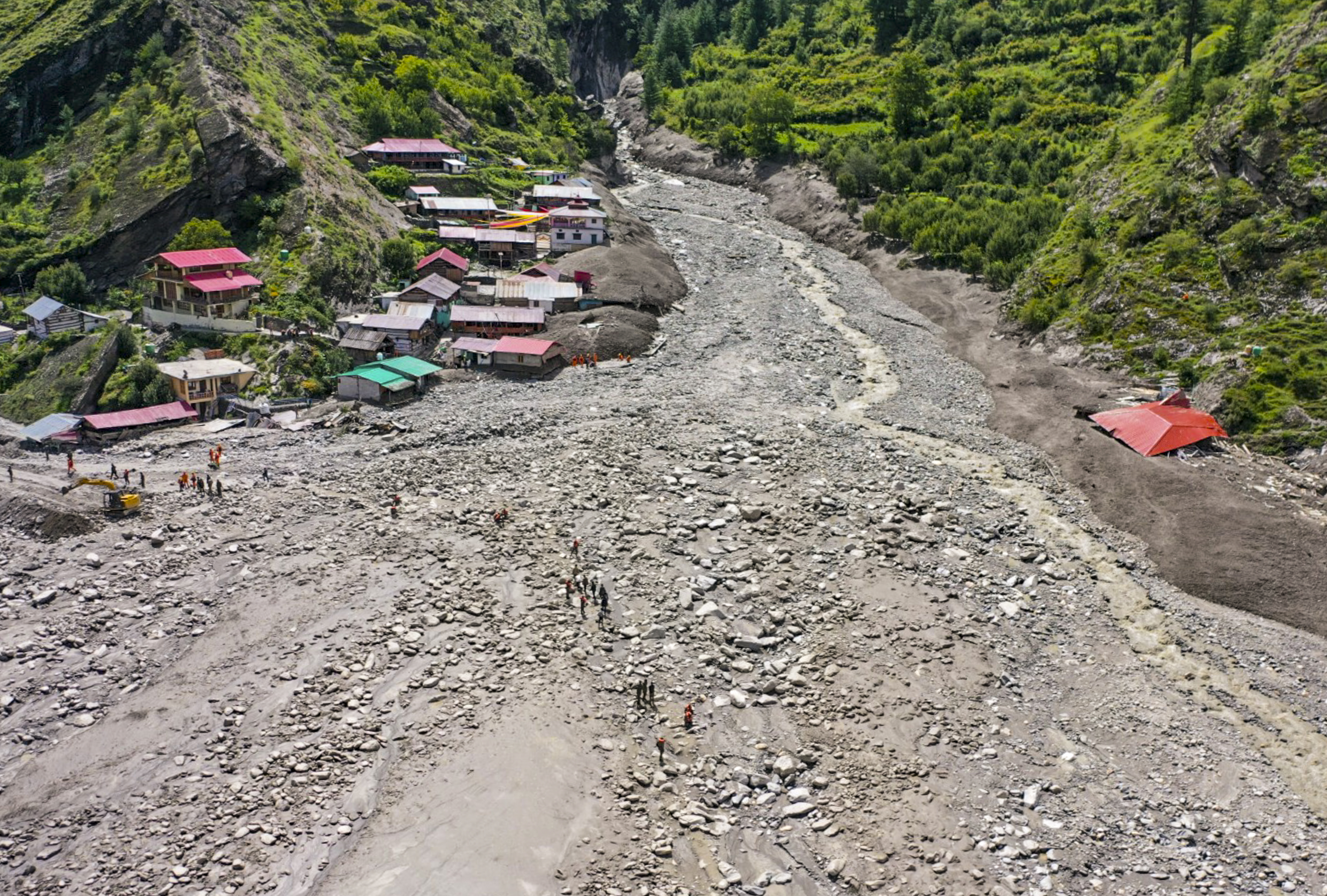 Aftermath of the cloudburst-triggered flash flood at Dharali in Uttarkashi, Uttarakhand