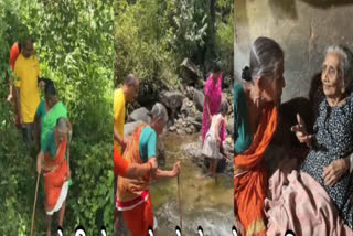 85-year-old Sushila crossed the forest path to meet her 105-year-old mother Sitamma.