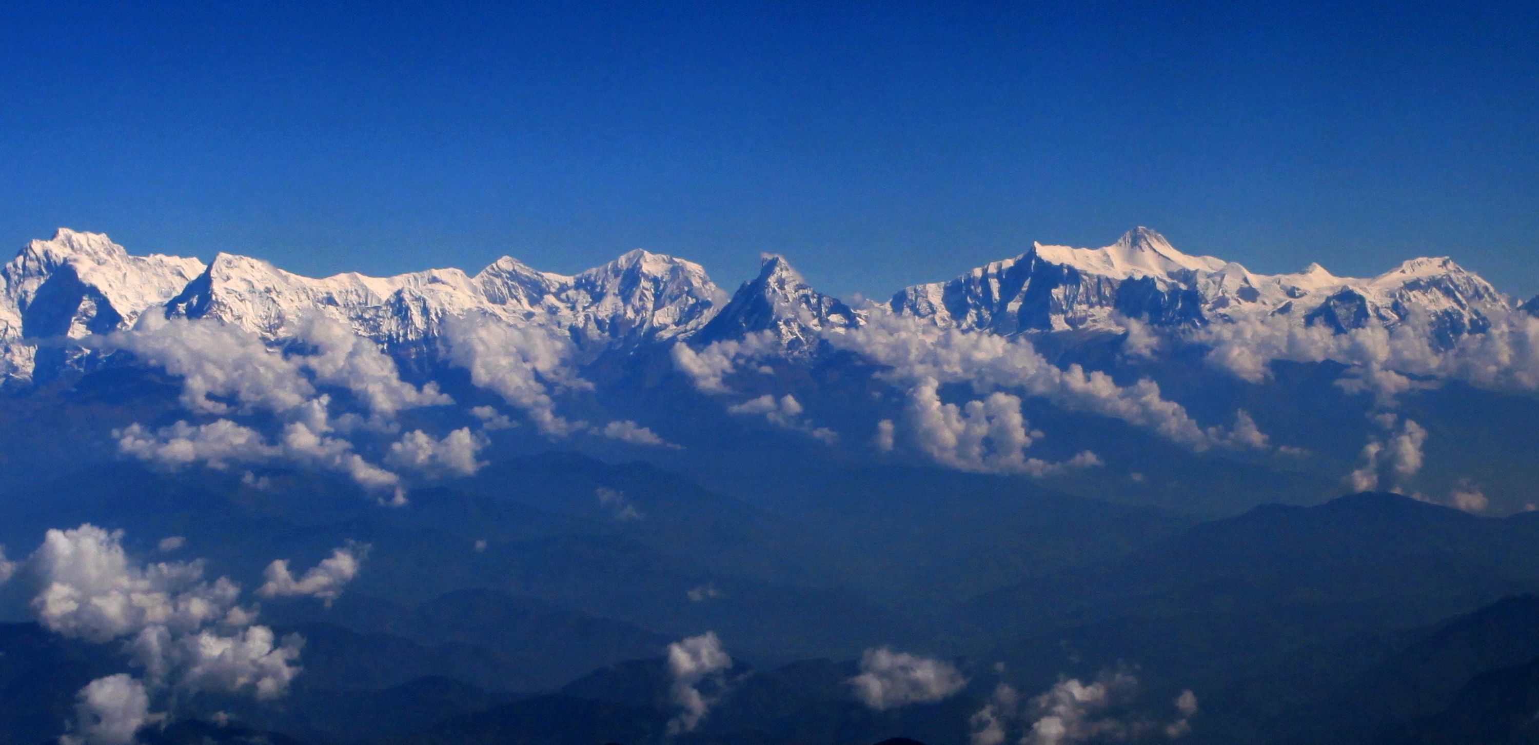 File- A view of Mount Machhapuchre (C) and Annapurna Himalayan Range from Gulmi, Nepal.