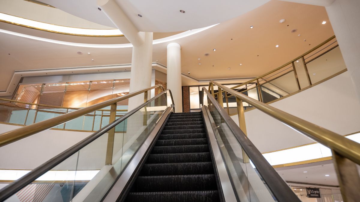 Escalators in a commercial building