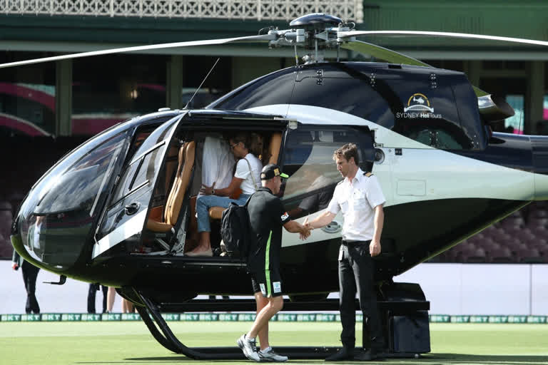 Warner lands at SCG by helicopter in typical Bollywood style for BBL match After taking a retirement from Test and ODI format of international cricket, Veteran Australian opener David Warner has arrived at his home venue, Sydney Cricket Ground by a helipad to feature in a Big Bash League (BBL) match between Sydney Thunders and Sydney Sixers on Friday.
