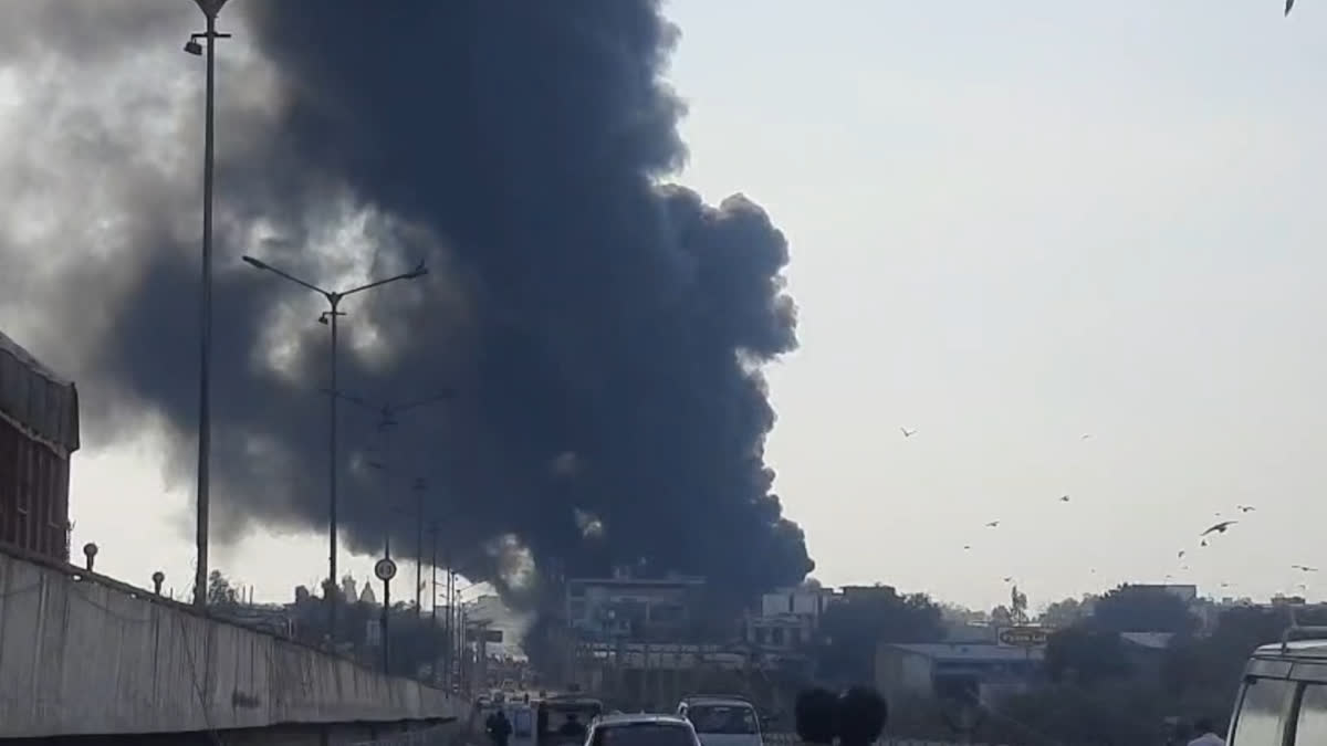 Massive fire breaks out in Sonipat foam factory Fire Brigade Rush to Spot