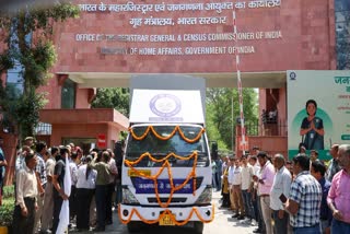 A newly flagged-off mobile van for Census 2027 at Janganana Bhawan, Man Singh Road, in New Delhi.