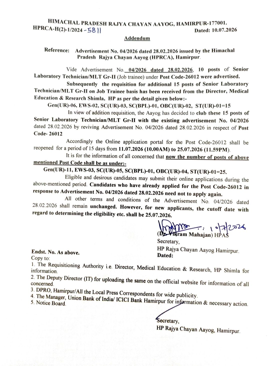 Himachal Health Department Recruitment